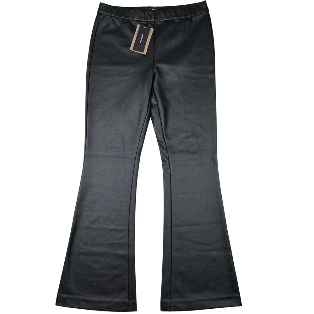 Vero Moda VMKamma Mr Flared Coated Pant Womens Size L 32 Black Edgy Sleek Chic